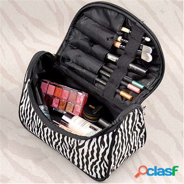 Portable Zebra Poliéster Cosméticos Bag Bolsa Artigos De