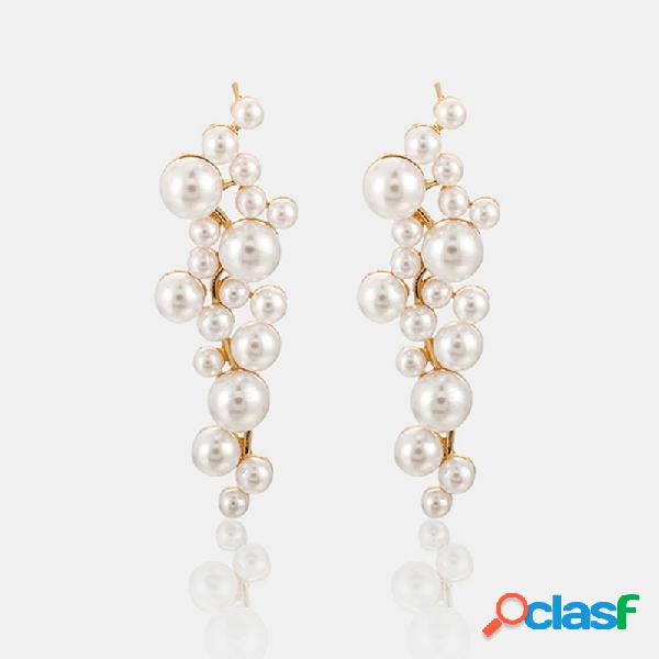Pérola irregular geométrica vintage Brincos flor de