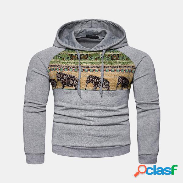 Pullover Casual Hoodies Moletons Hoodies Patchwork Cordão