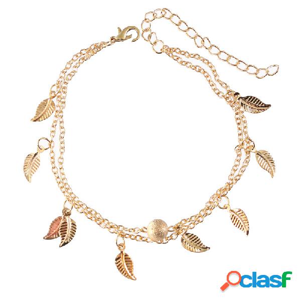 Pulseira Encantadora Com Bola E Dupla Camada Pendentes De