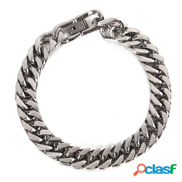 Pulseira de tom de prata clássica de aço inoxidável 316L