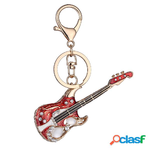 Punk Guitarra Opala De Cristal Chaveiro Anéis Titular Saco