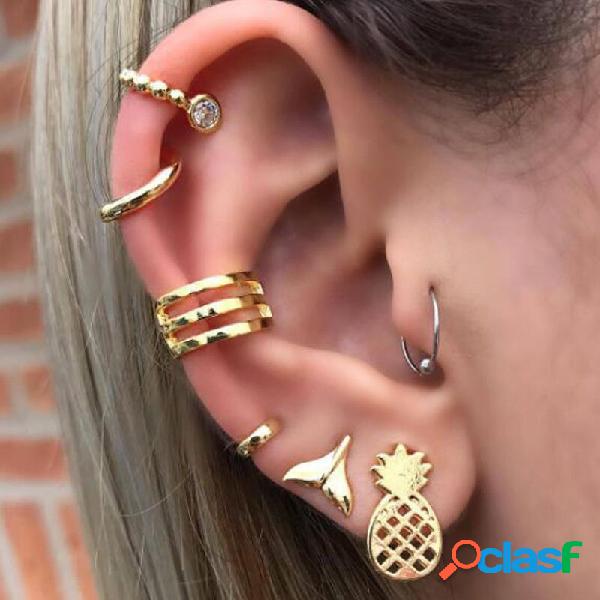 Punk Sereia Cauda Abacaxi Fruta 7 Pçs / set Metal Stud