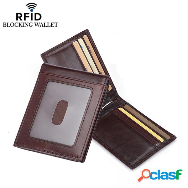 RFID Carteira Antimagnética Couro Genuíno Formal Masculina
