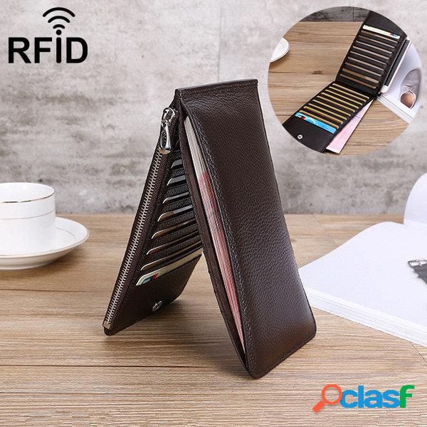 RFID Carteira Antimagnética Formal Casual Couro Genuíno