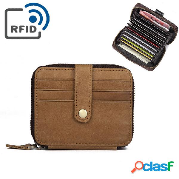 RFID homens Couro Genuíno 15 titular do cartão slot para