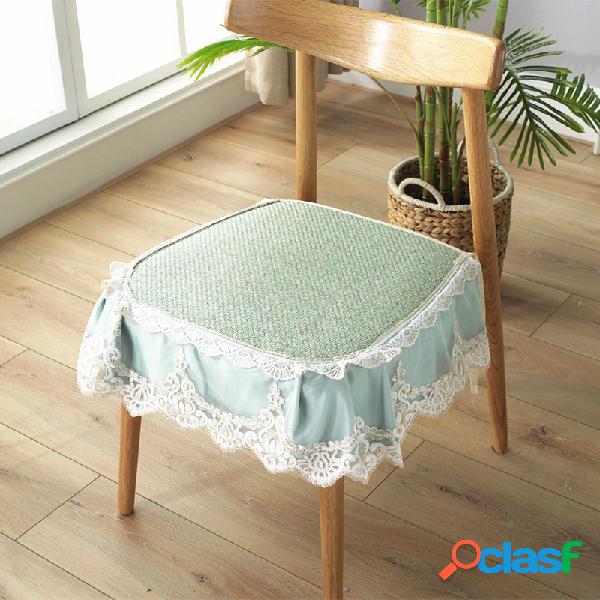 Respirável Anti Skid Lace Flor Cadeira de Sala de Jantar