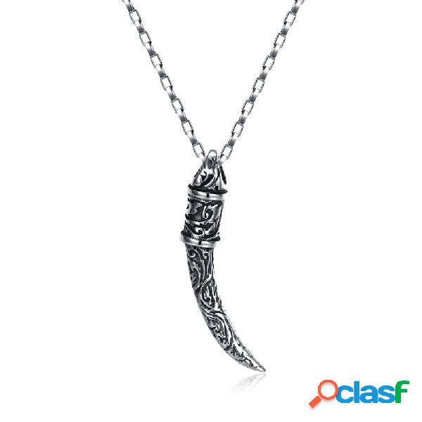 Retro Men's Ivory Emboss Pendant Necklace Punk Titanium