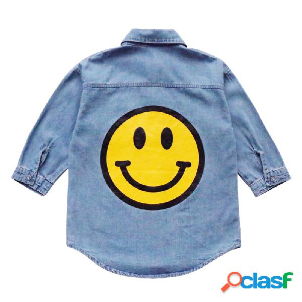 Sorriso impresso crianças meninas Jeans jaqueta criança