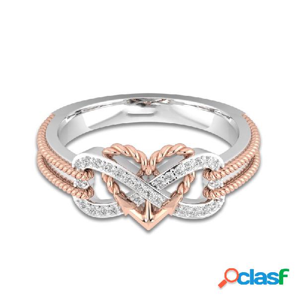 Special Zircon Incrustada Oco Platinum Anéis Infinito Nó