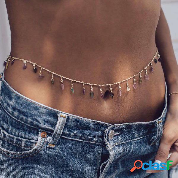 Strass boêmio Colorful folhas Pingente corpo corrente de