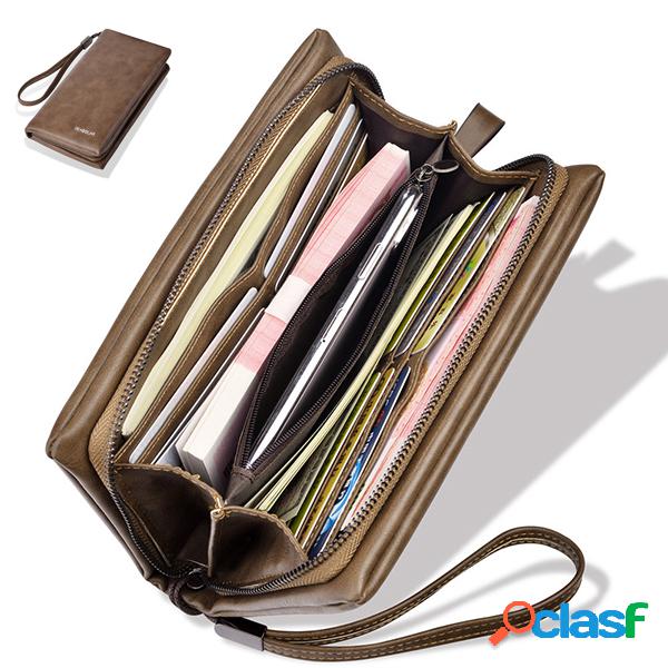 Suporte de cartão de couro da carteira do telefone do falso