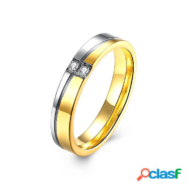 Sweet Couple Ring Gold Silver Two Zircon Men Women Ring