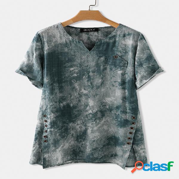 T-shirt casual de manga curta com mangas curtas para