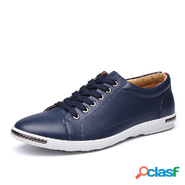 Tamanho Grande Homens Confortável Lace Up Flat Casual Shoes