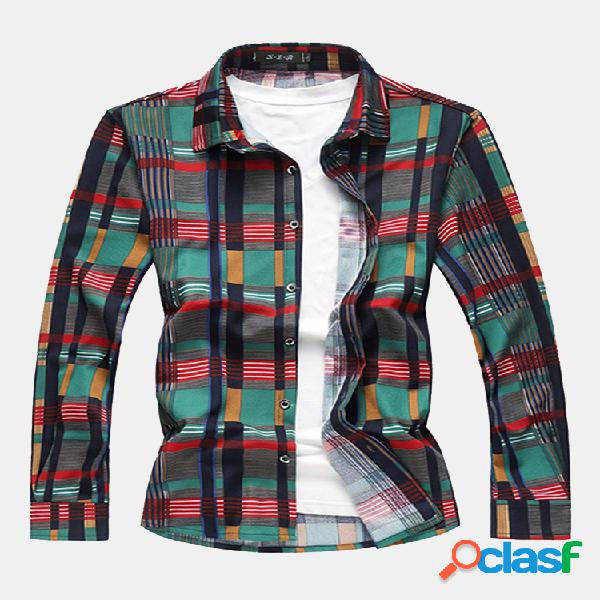Tamanhos elegantes e elegantes de xadrez impressos Camisas