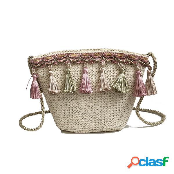 Tassel Palha Bolsa Ombro Bolsa