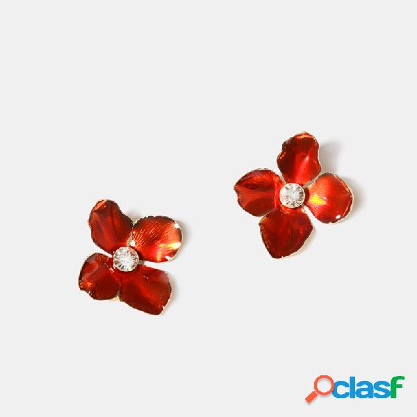 Trendy Flame Red Orelha Stub flor de cristal Brincos para as
