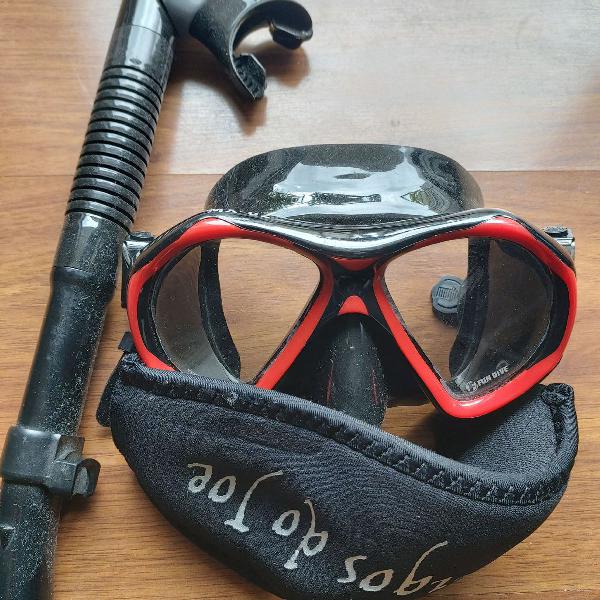 kit de mergulho (máscara, respirador e protetor de cabelo