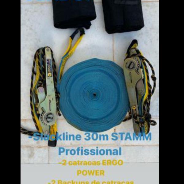 kit slackline stamm 30metros + 2 catracas ergo