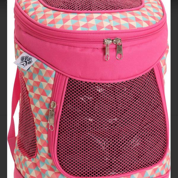 mochila rosa de transporte pet