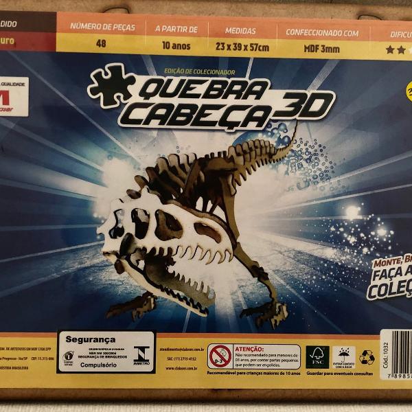 quebra-cabeça 3d, em mdf dinossauro