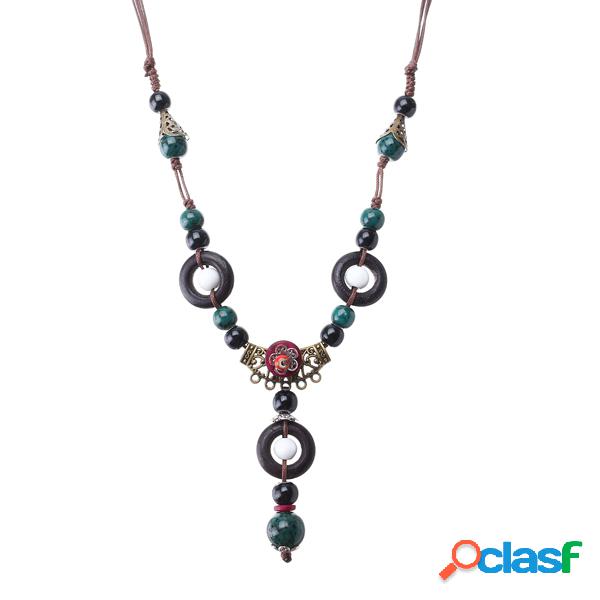 Étnica Handmade Tibet Beads Cerâmica Colar de Jóias
