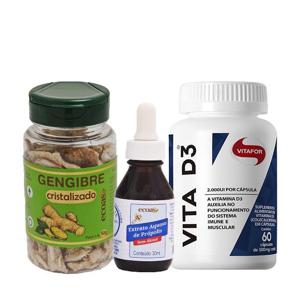vitamina d3 2000iu vitafor + gengibre e extrato de própolis