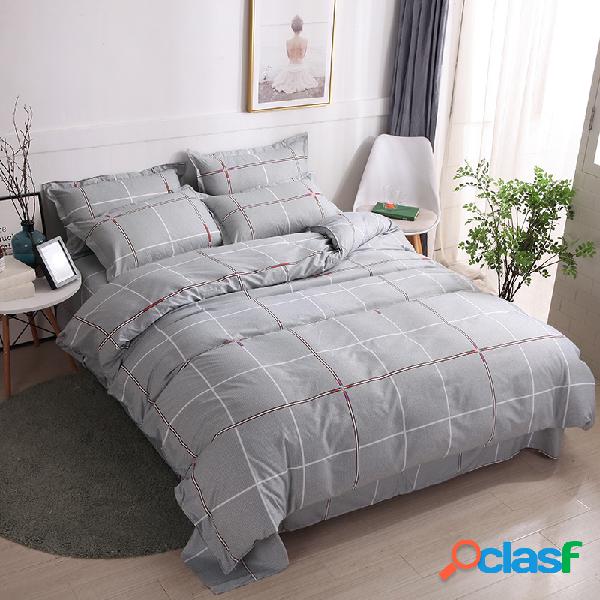 3 Pcs Algodão Bicolor Stripe Conjunto De Cama Completa