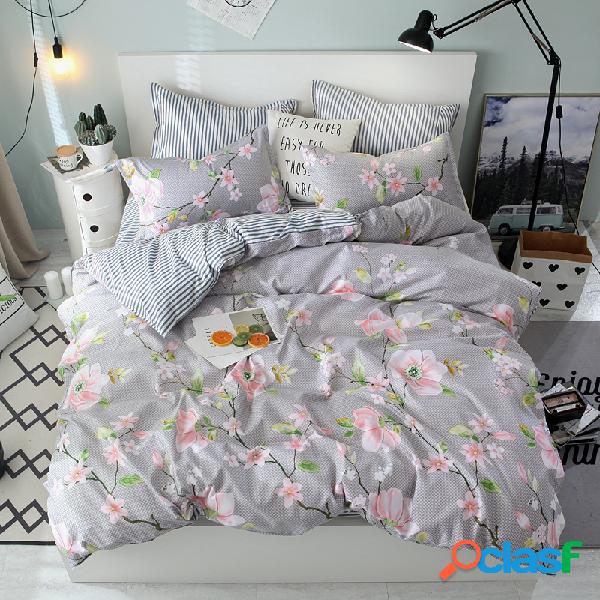 4pcs conjuntos de cama de flores rainha king size capa de