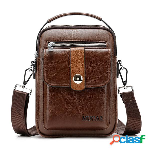 Baú Multifuncional Bolsa PU Couro Negócio Crossbody Bolsa