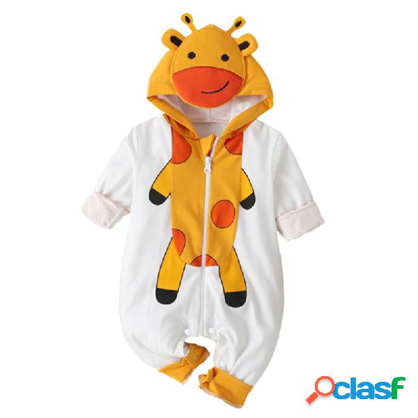 Bebê girafa pinguim mangas compridas com capuz macacão