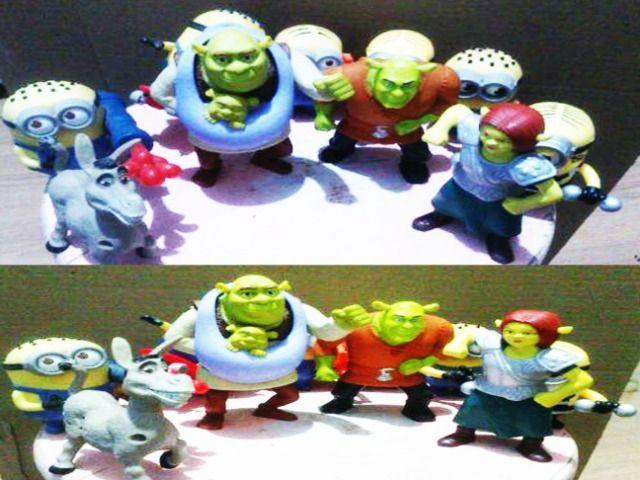 Bonecos Mac donalds família Sherek e Minions