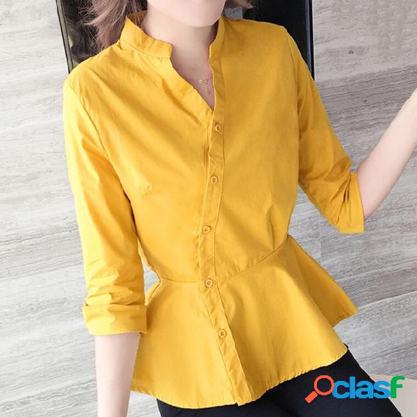 Camisa Outono das mulheres 2019 Novo Han Fan Solto Outono