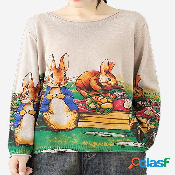 Camisola animal do pescoço da tripulação da cópia do