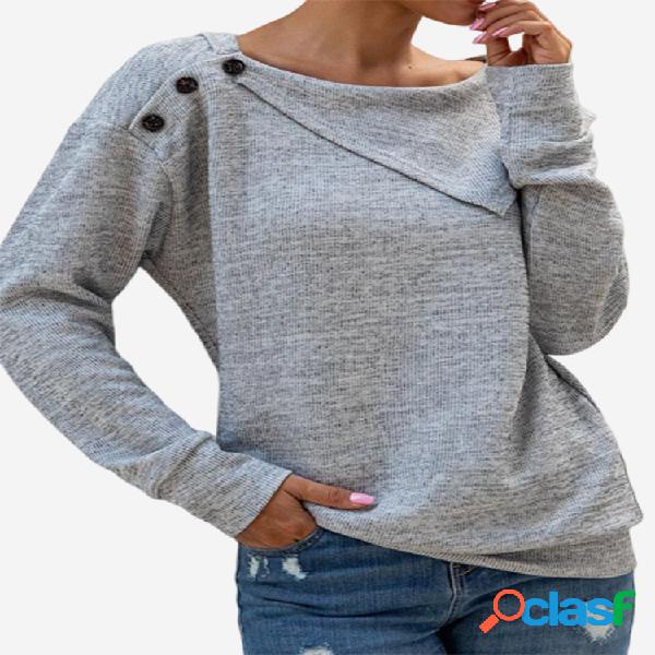 Casuais Irregular Turn-down Collar Botão de cor sólida