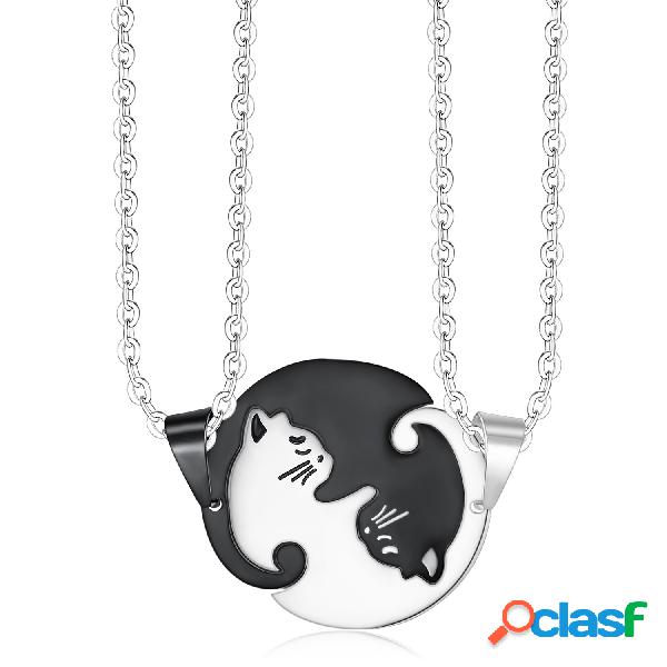 Geométrico na moda Animal Colar de aço inoxidável Gato