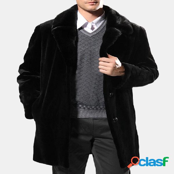 Gola De Pele De Fax Dos Homens Inverno Quente Jaqueta Slim