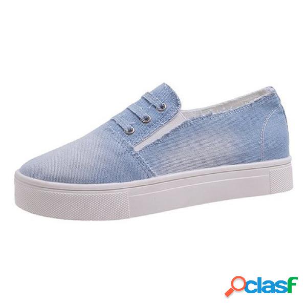 Grande tamanho elástico Banda mulheres sapatos de lona