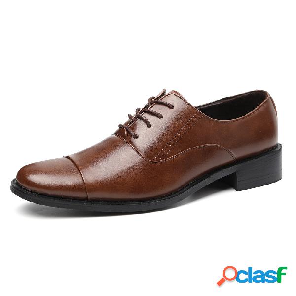 Homens Classic Cap Toe Comfy Lace Up Business Sapatos