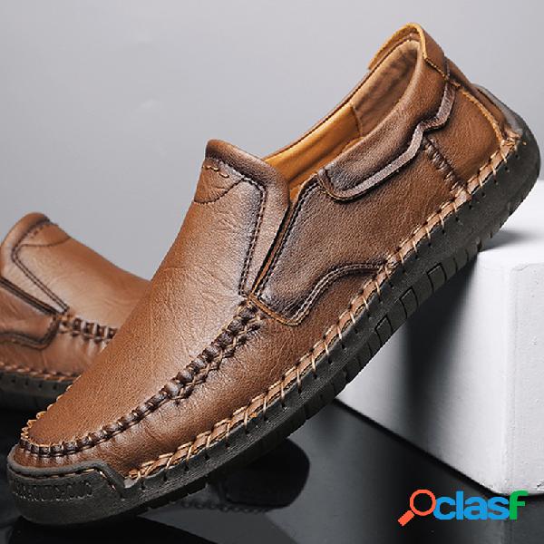 Homens Classic Toe de borracha de costura à mão Soft