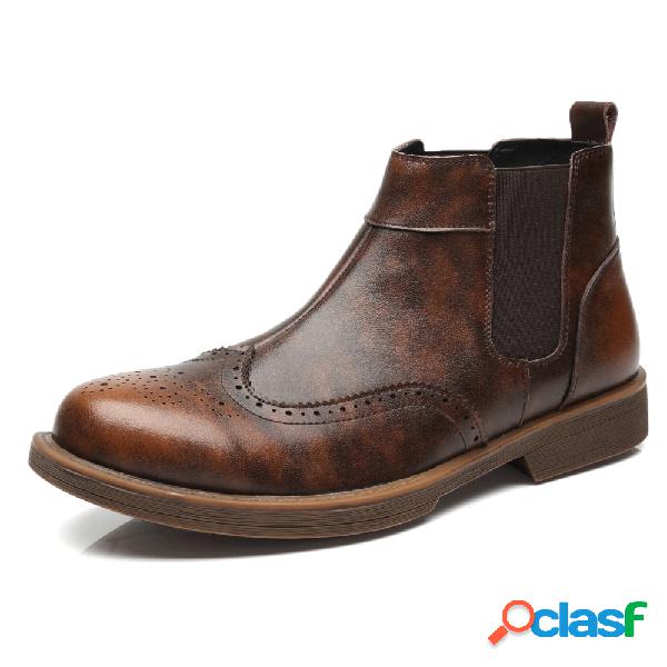 Homens Couro De Vaca Do Vintage Brogue Elastic Banda