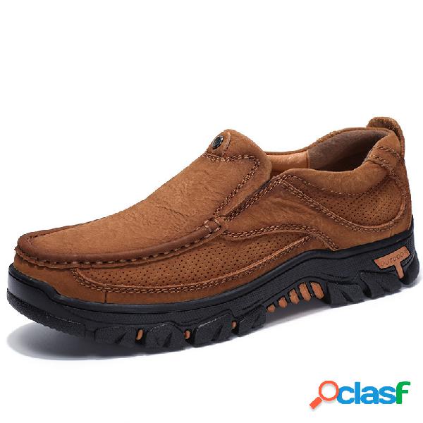 Homens Rodada Toe Business Casual Genuíno Couro Mocassins