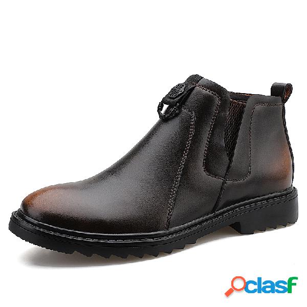 Homens Trabalho Estilo Confortável Toe Redondo Deslizamento