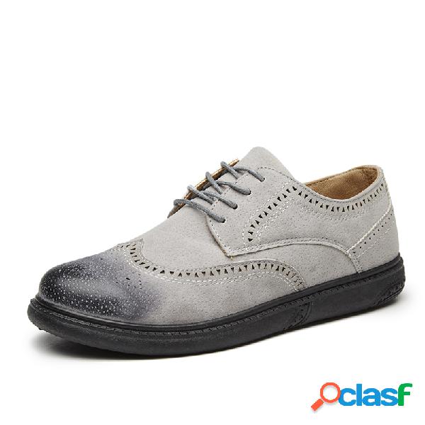 Homens Vintage Brogue Esculpido Sola Confortável Ataque