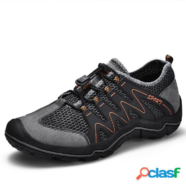 Homens malha respirável ao ar livre rendas até sapatos de
