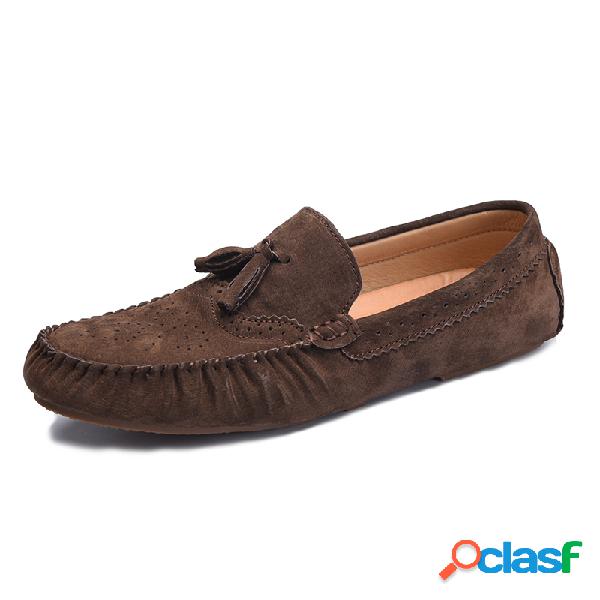 Homens à moda esculpida Brogue Tassel Soft deslizamento em