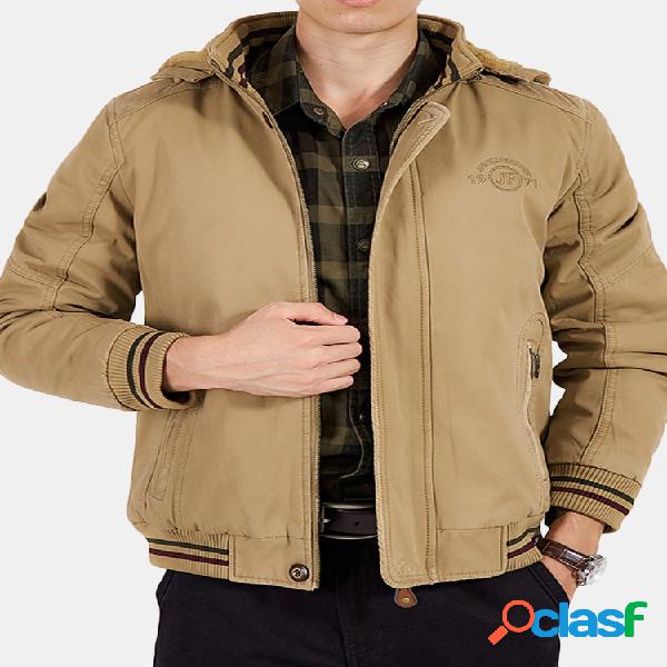 Inverno Casual Plus Tamanho Engrosse Velo Botões Zíper