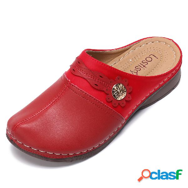 LOSTISY Metal Slip On Backless Vintage Clogs Sandálias
