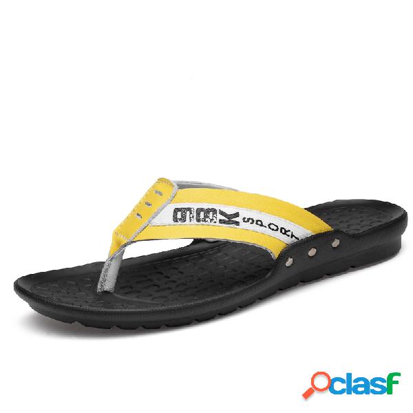Men Cow Couro Clipe Toe Metal Decoração Casual Praia